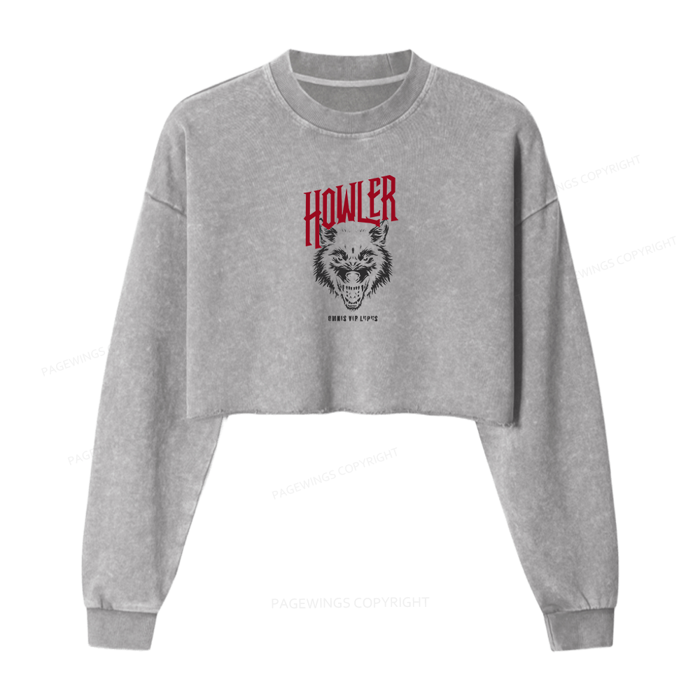 Pagewings Howler Women Washed Crop Sweatshirt