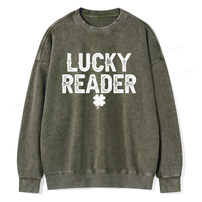 Pagewings Lucky and Lucky Fucker Graphic Tees Unisex Washed Sweatshirt
