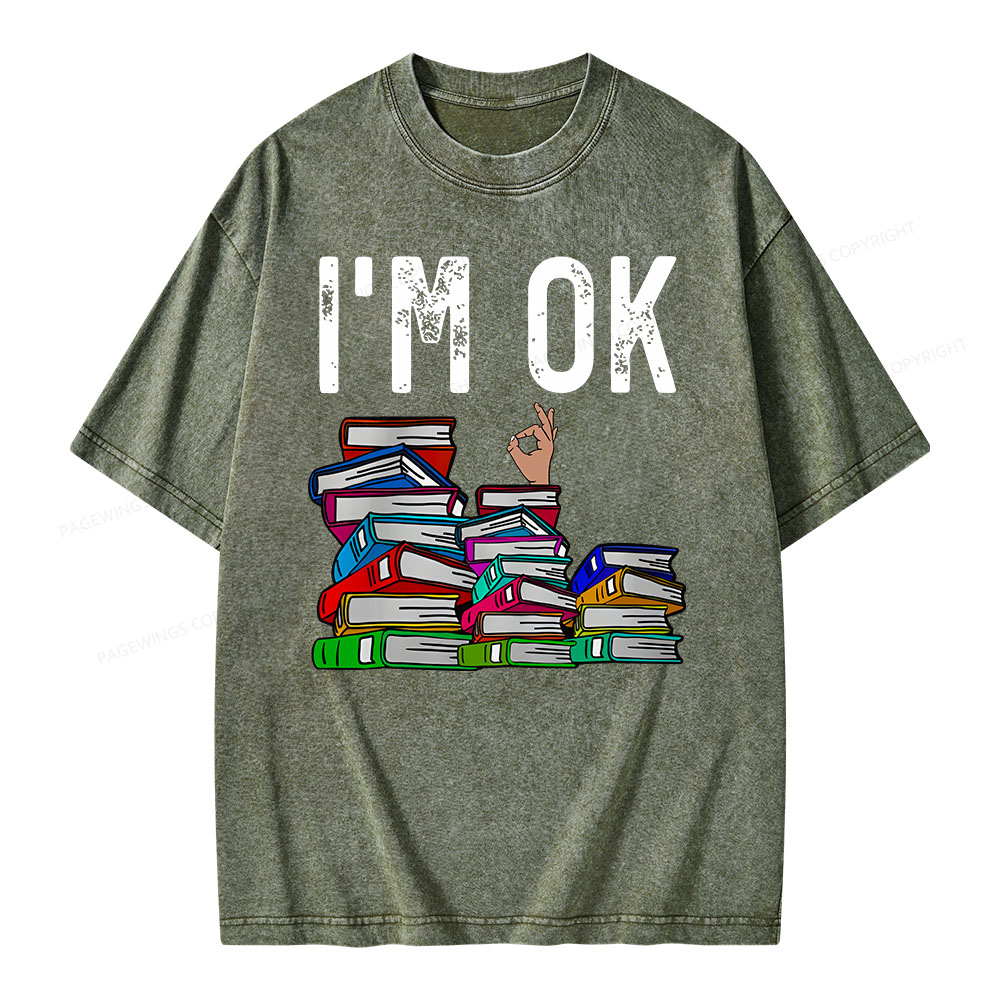 Pagewings Librarian Book Reader Funny Book Lover T Shirts Unisex Washed T-shirt