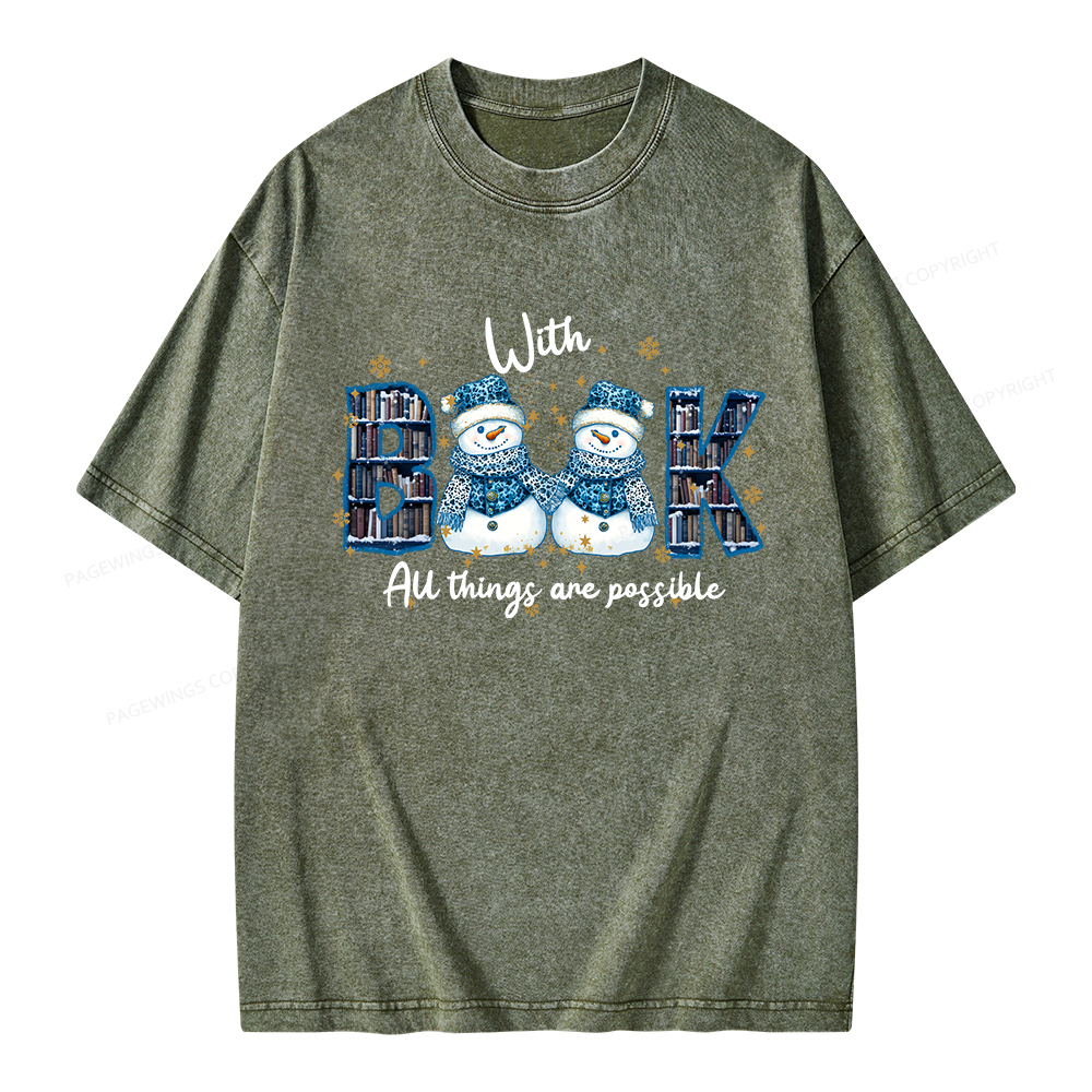 Pagewings With Book All Things Are Possible Unisex Washed T-shirt