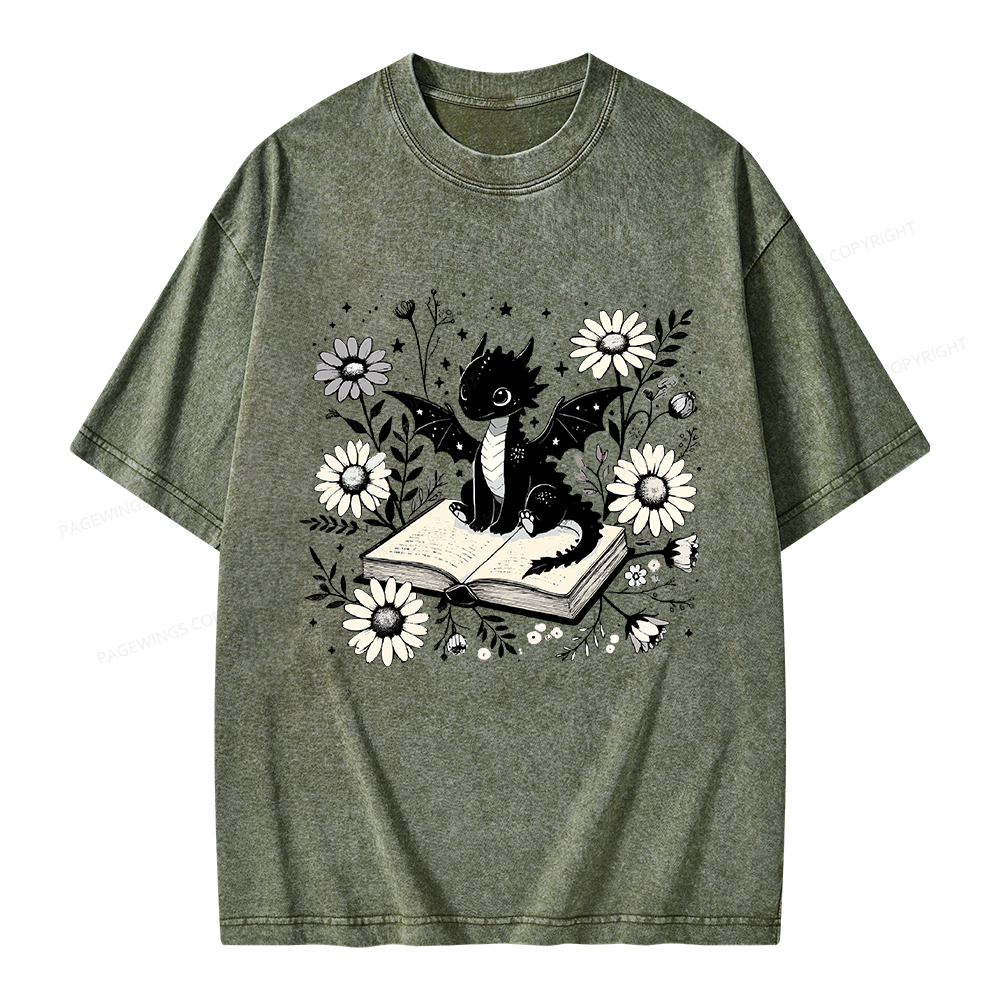 Pagewings Bookworm Dragon Unisex Washed T-shirt