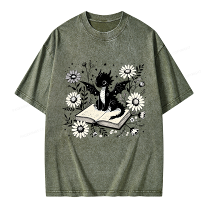 Pagewings Bookworm Dragon Unisex Washed T-shirt