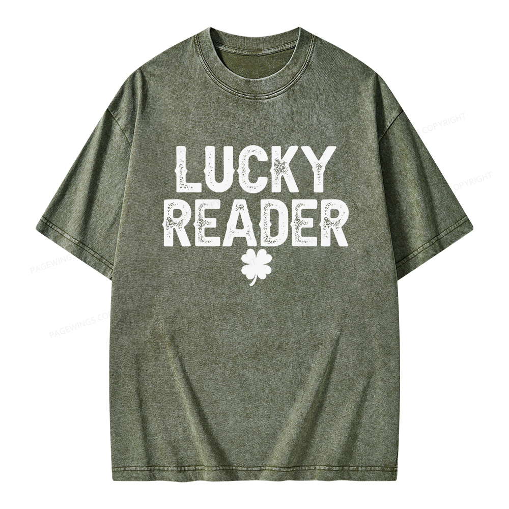 Pagewings Lucky and Lucky Fucker Graphic Tees Unisex Washed T-shirt