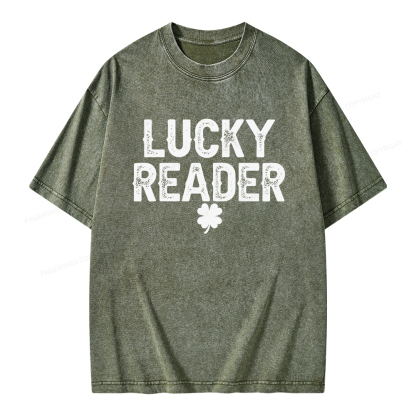 Pagewings Lucky and Lucky Fucker Graphic Tees Unisex Washed T-shirt