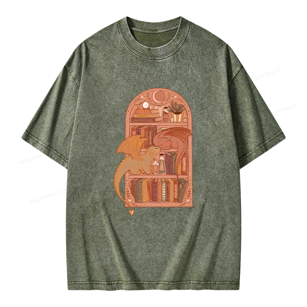 Pagewings Book Dragon Unisex Washed T-shirt