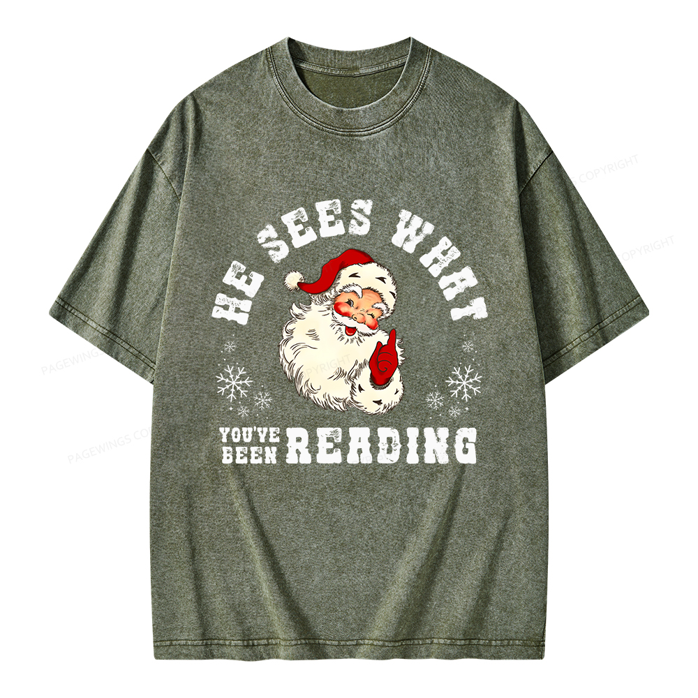 Pagewings He Sees What You've Been Reading Unisex Washed T-shirt