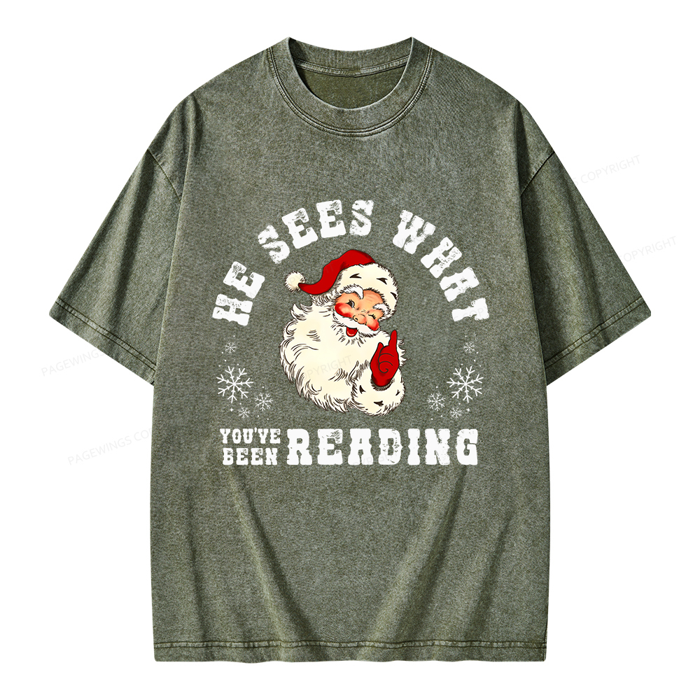 Pagewings He Sees What You've Been Reading Unisex Washed T-shirt
