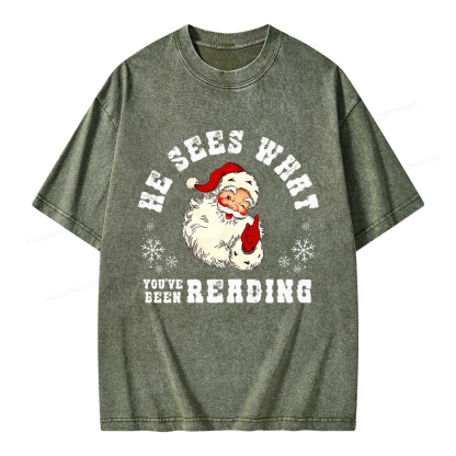 Pagewings He Sees What You've Been Reading Unisex Washed T-shirt