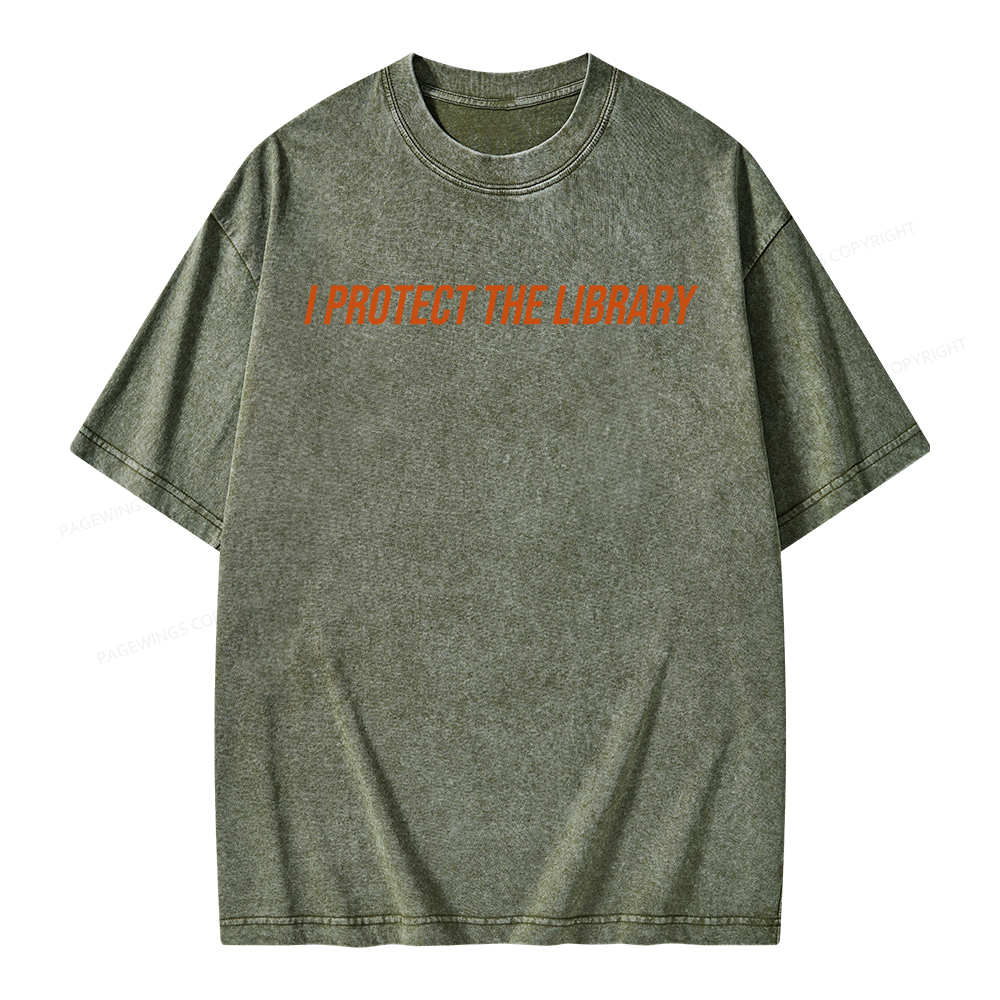 Pagewings I Protect The Library Unisex Washed T-shirt