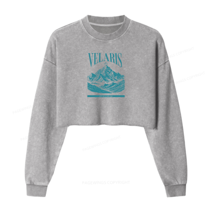 Pagewings Velaris Acotar Women Washed Crop Sweatshirt