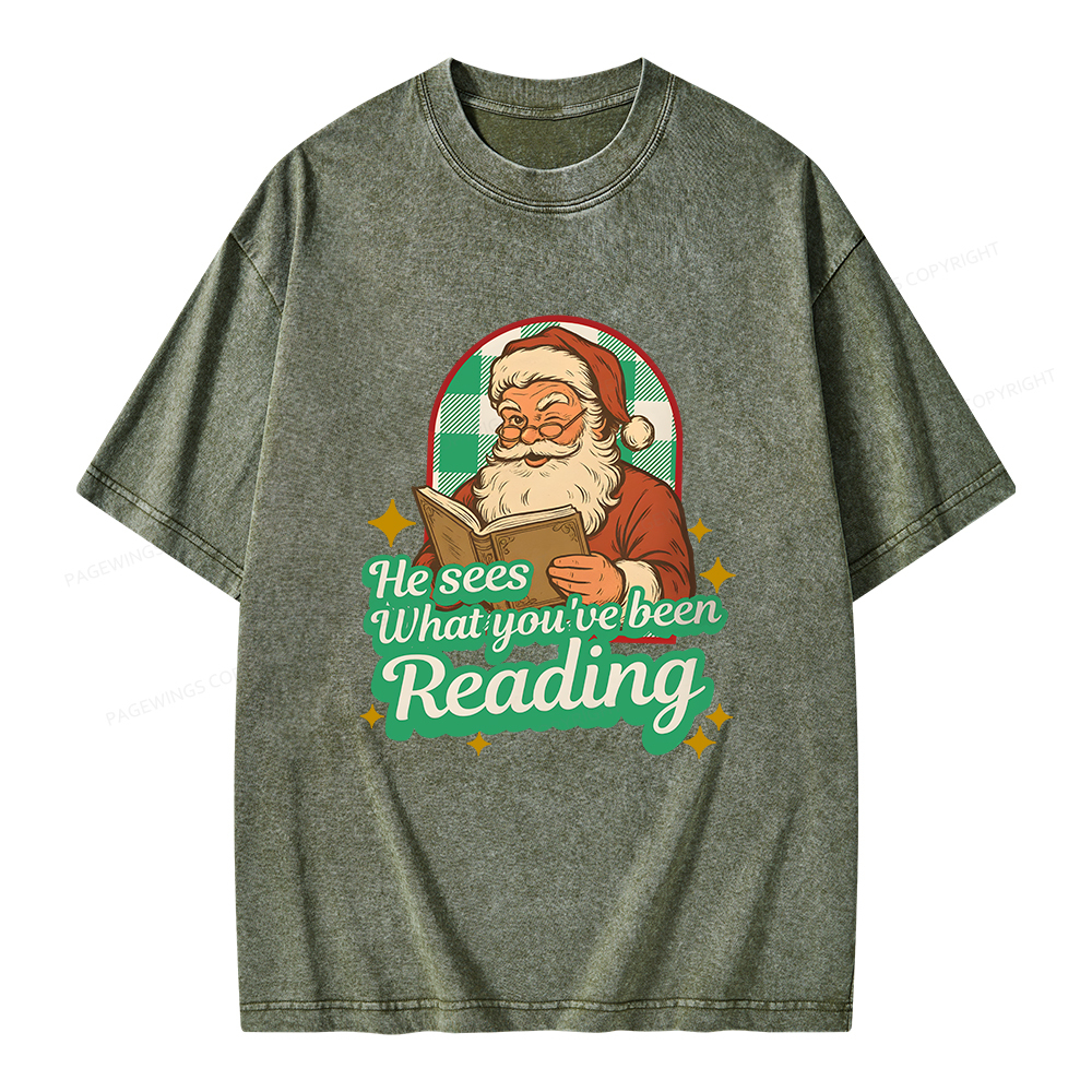 Pagewings He Sees What You've Been Reading Unisex Washed T-shirt