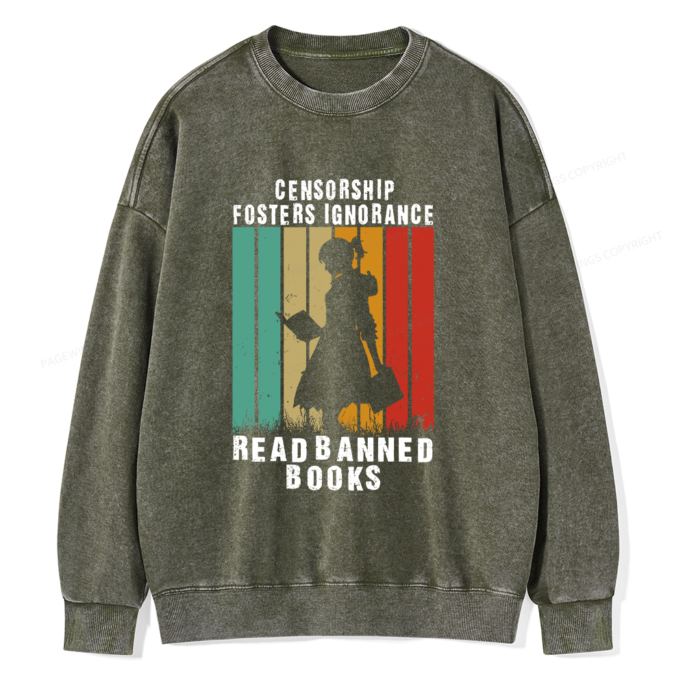 Pagewings Banned Books Vintage T-Shirt Unisex Washed Sweatshirt