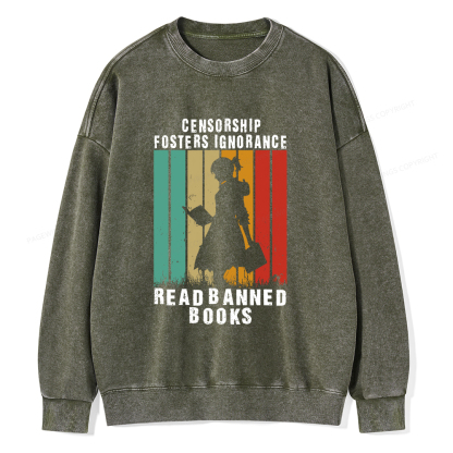 Pagewings Banned Books Vintage T-Shirt Unisex Washed Sweatshirt