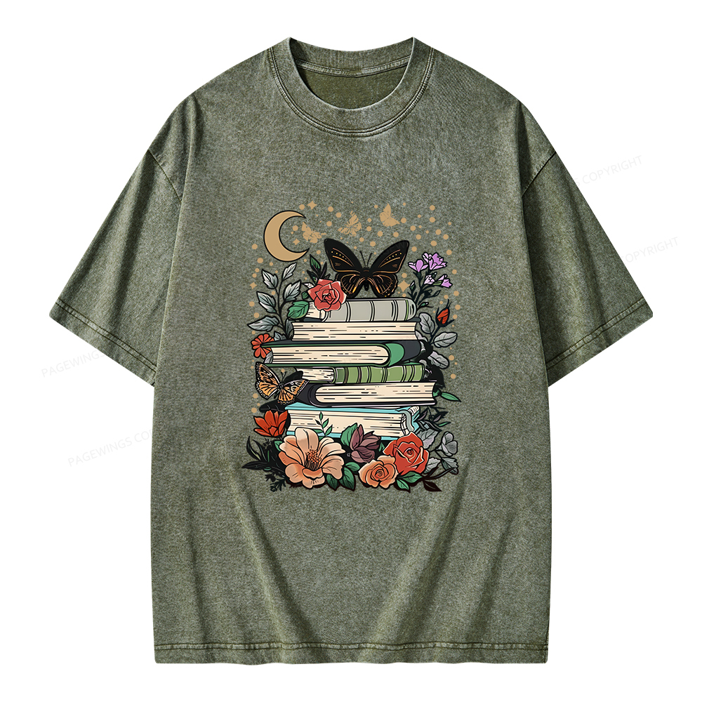 Pagewings Reading Books Stay Weird Unisex Washed T-shirt