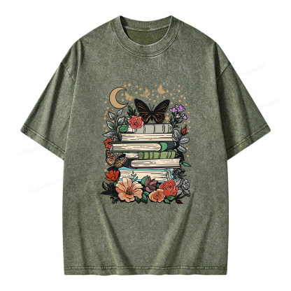 Pagewings Reading Books Stay Weird Unisex Washed T-shirt