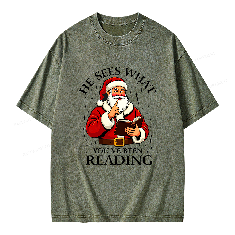 Pagewings He Sees What You've Been Reading Unisex Washed T-shirt