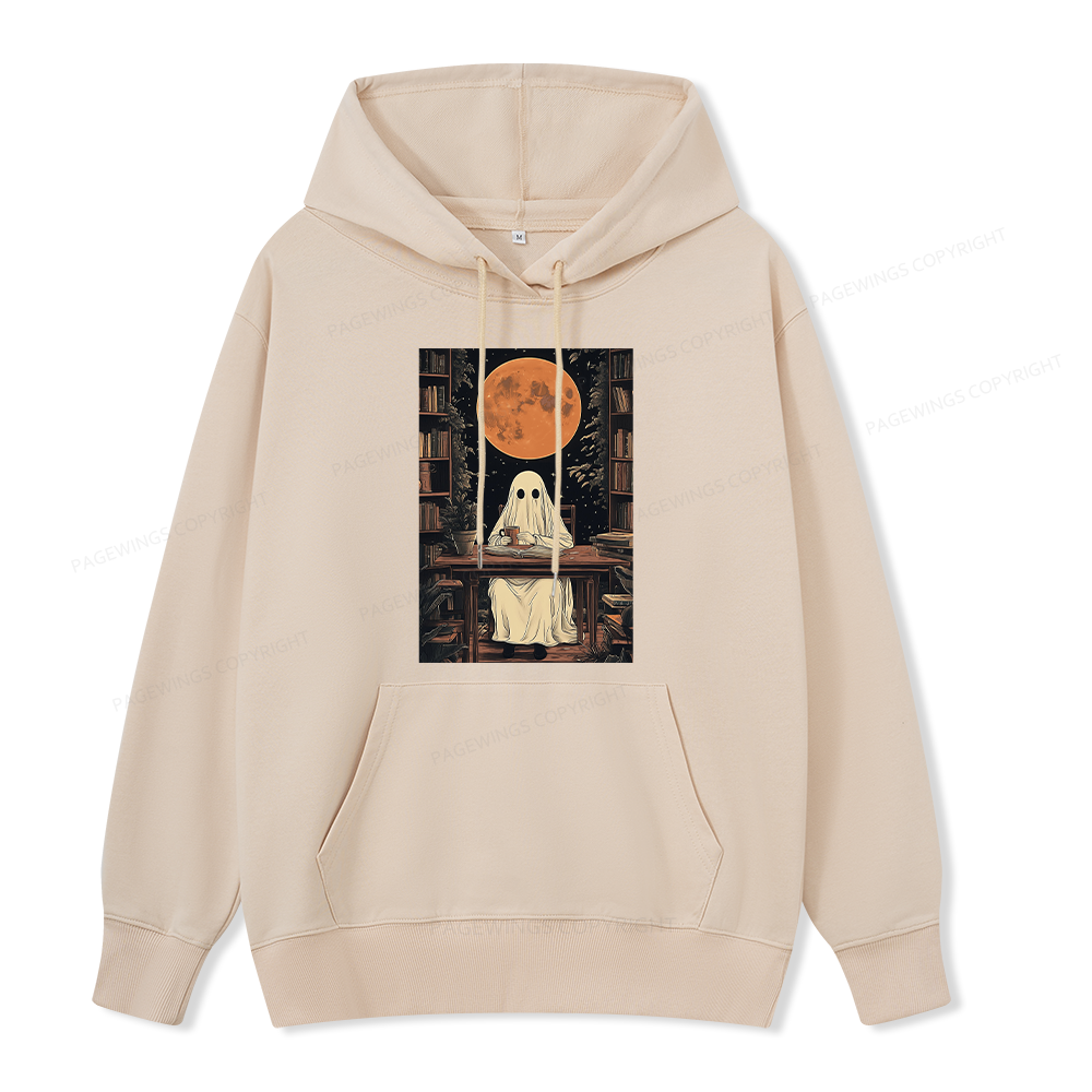 Pagewings Halloween Ghost Books Coffee Unisex Classic Hoodie