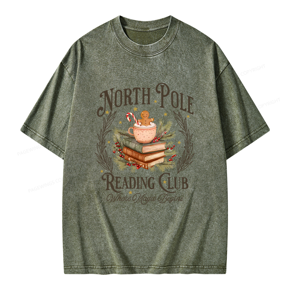 Pagewings North Pole Book Club Unisex Washed T-shirt