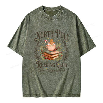 Pagewings North Pole Book Club Unisex Washed T-shirt