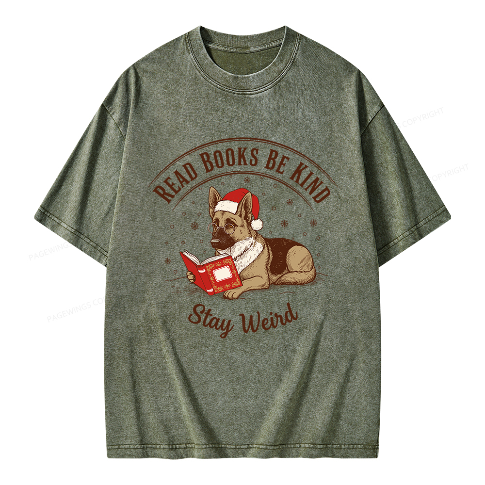 Pagewings Read Books Be Kind Stay Weird Unisex Washed T-shirt