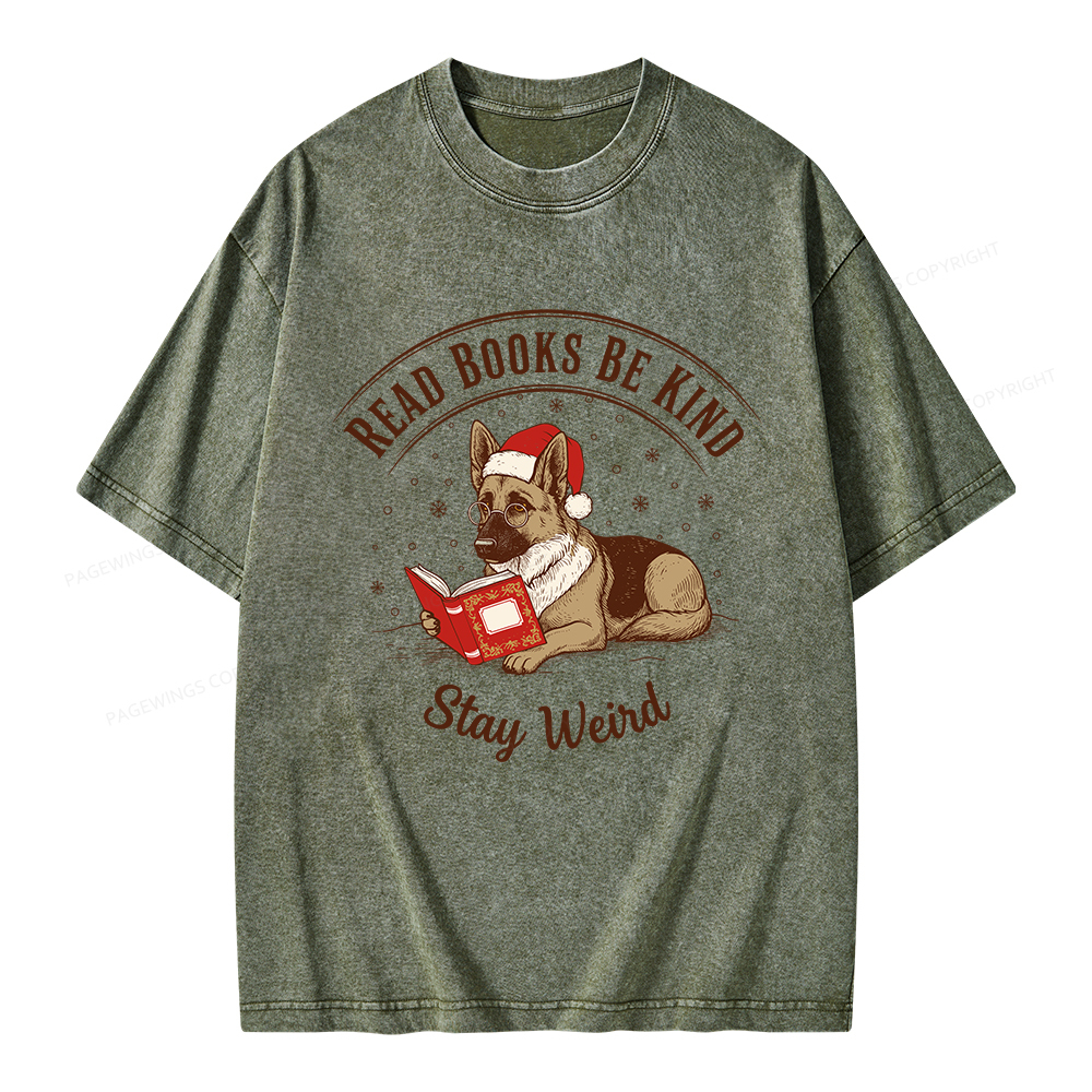 Pagewings Read Books Be Kind Stay Weird Unisex Washed T-shirt