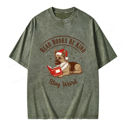 Pagewings Read Books Be Kind Stay Weird Unisex Washed T-shirt