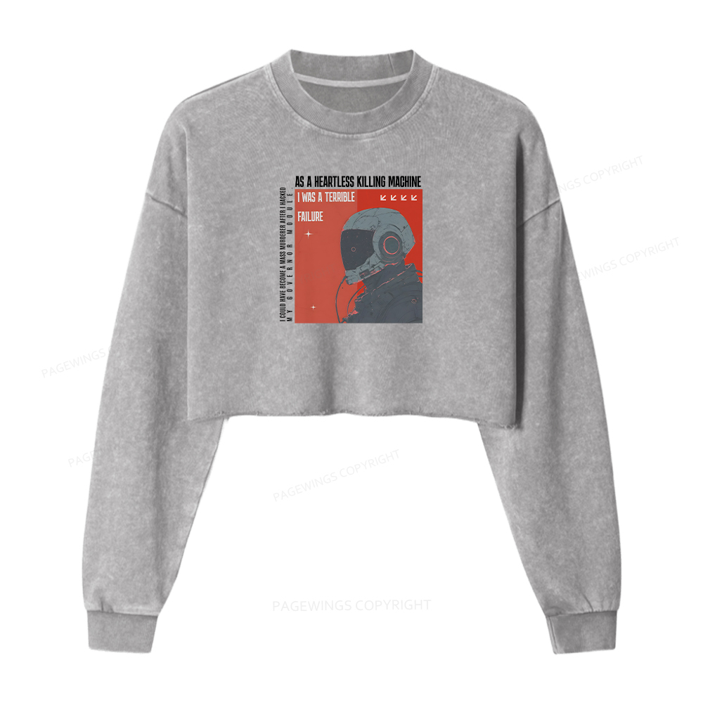Pagewings I Was A Terrible Failure Women Washed Crop Sweatshirt