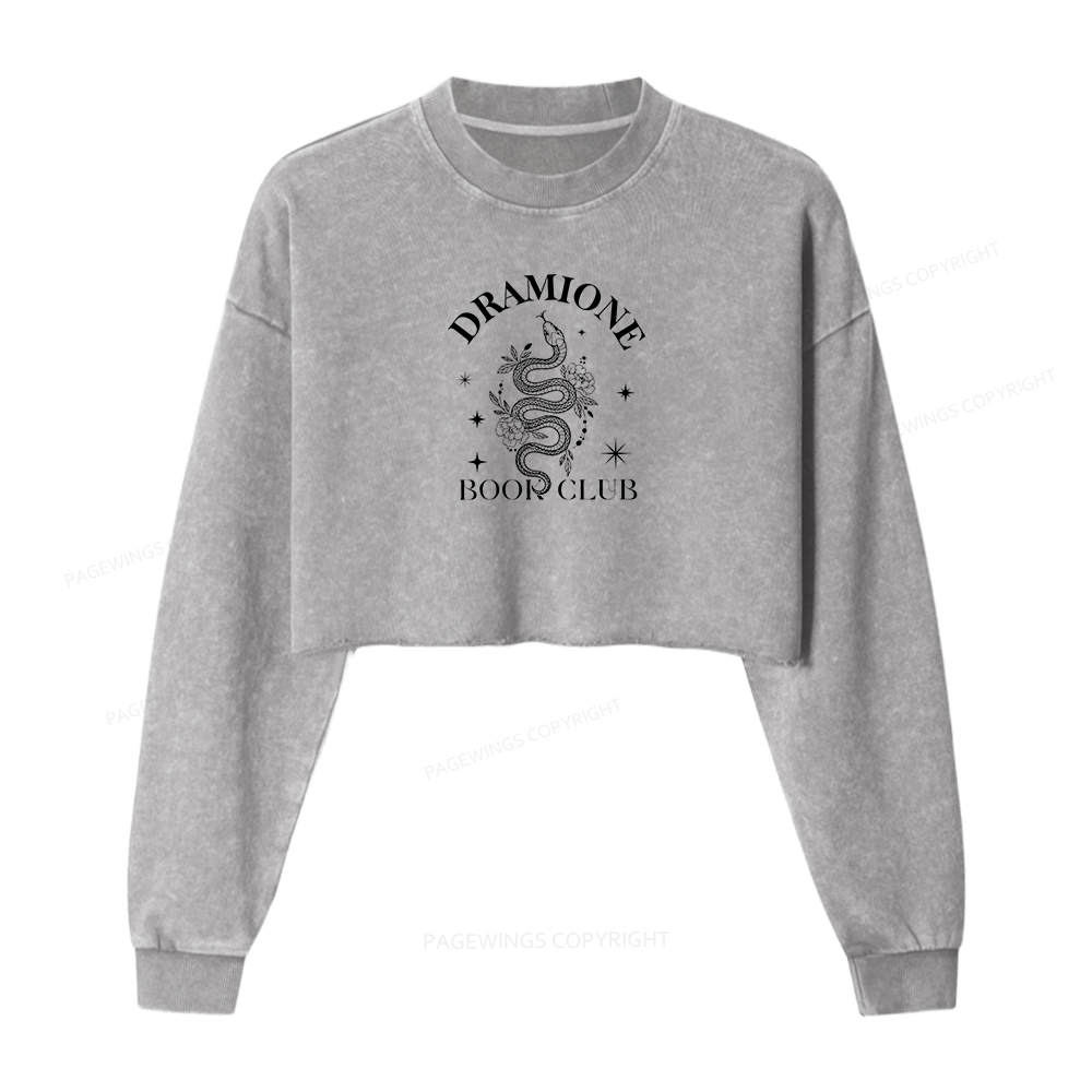 Pagewings Dramione Book Club Women Washed Crop Sweatshirt