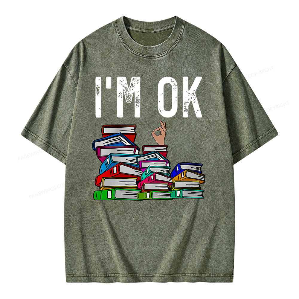 Pagewings Librarian Book Reader Funny Book Lover T Shirts Unisex Washed T-shirt