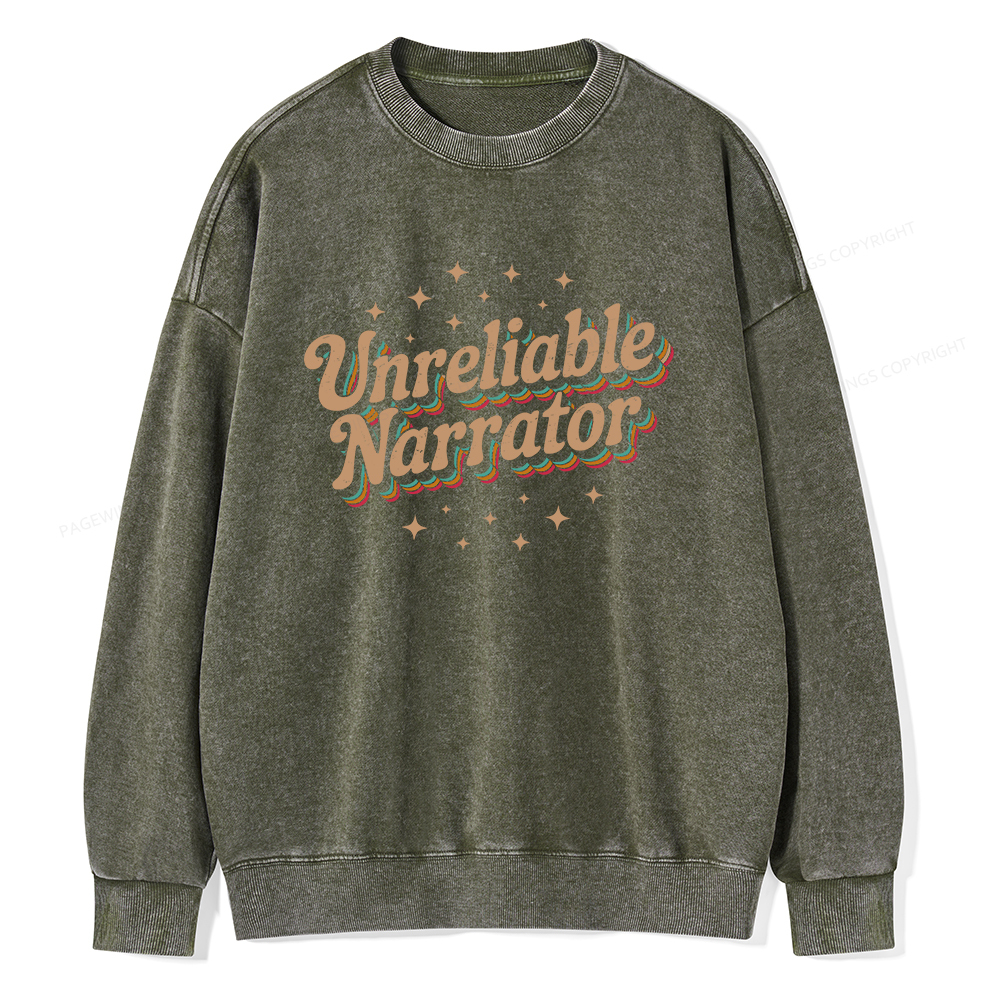 Pagewings Unreliable Narrator Unisex Washed Sweatshirt
