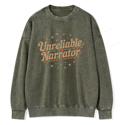 Pagewings Unreliable Narrator Unisex Washed Sweatshirt