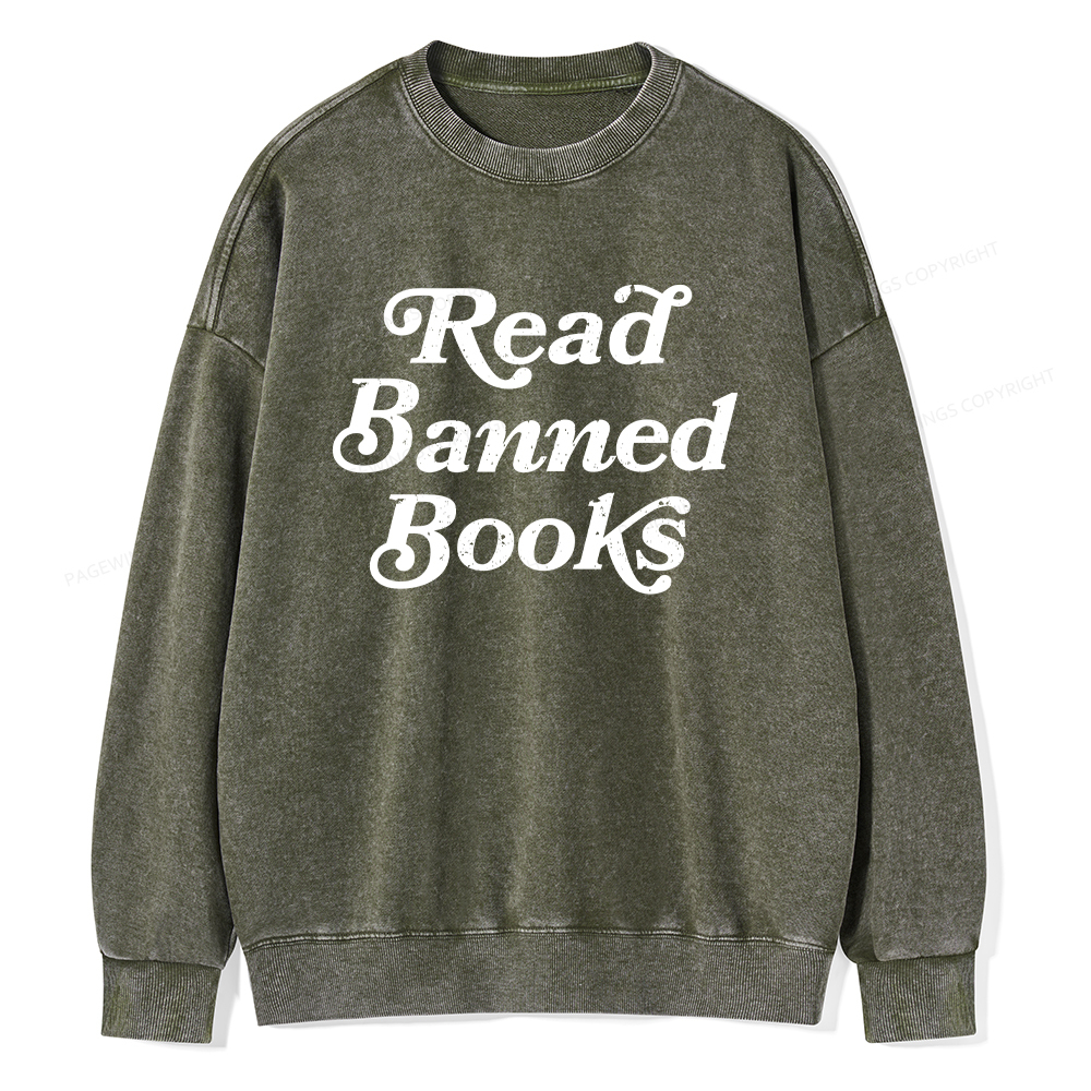Pagewings Read Banned Books Unisex Washed Sweatshirt