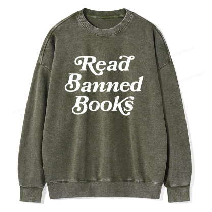 Pagewings Read Banned Books Unisex Washed Sweatshirt