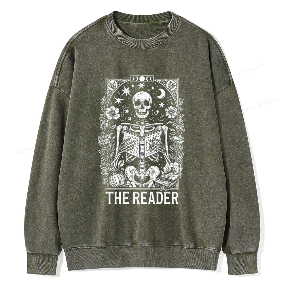 Pagewings The Reader Tarot Card Shirt Unisex Washed Sweatshirt