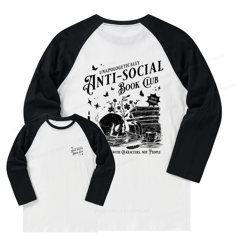 Pagewings Anti-social Book Club Comfort Colors Long Sleeve Raglan T-shirt