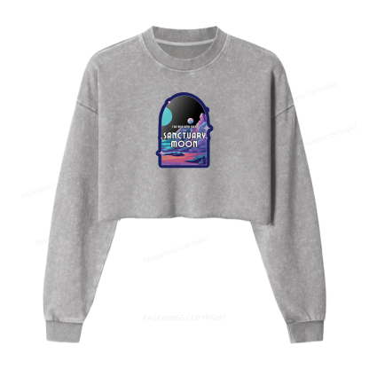 Pagewings Sanctuary Moon Women Washed Crop Sweatshirt