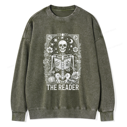 Pagewings The Reader Tarot Card Shirt Unisex Washed Sweatshirt