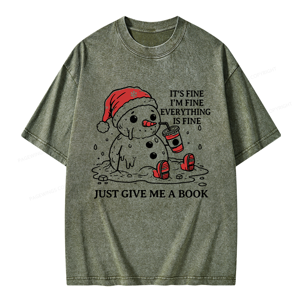 Pagewings Just Give Me A Book Unisex Washed T-shirt
