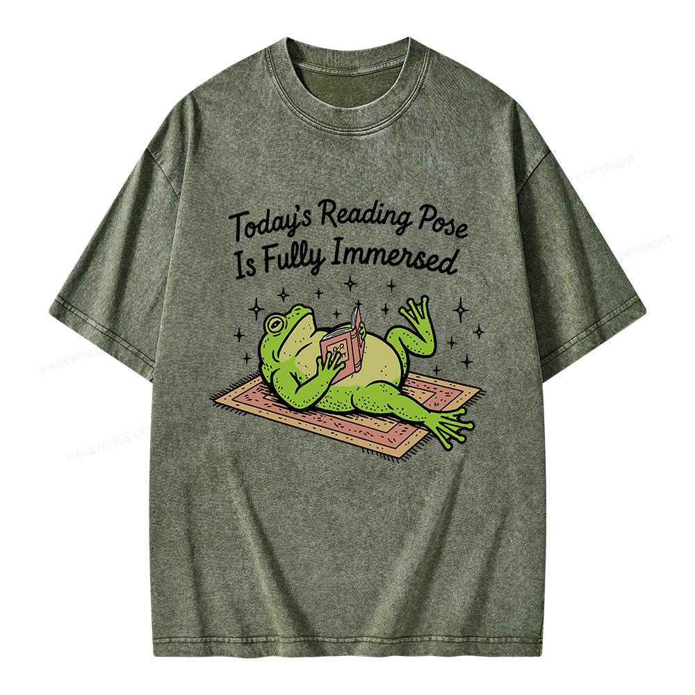 Pagewings Today's Reading Pose Is Fully Immersed Unisex Washed T-shirt