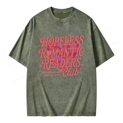 Pagewings Hopeless Romantic Readers Club Unisex Washed T-shirt