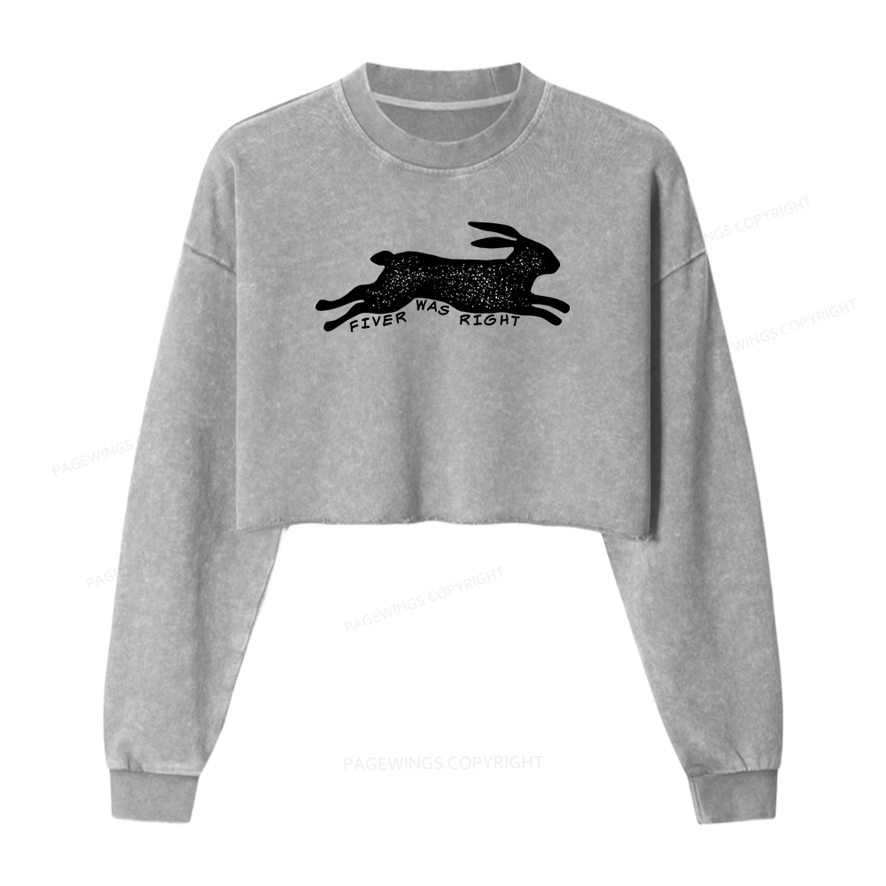Pagewings Fiver Was Right Women Washed Crop Sweatshirt