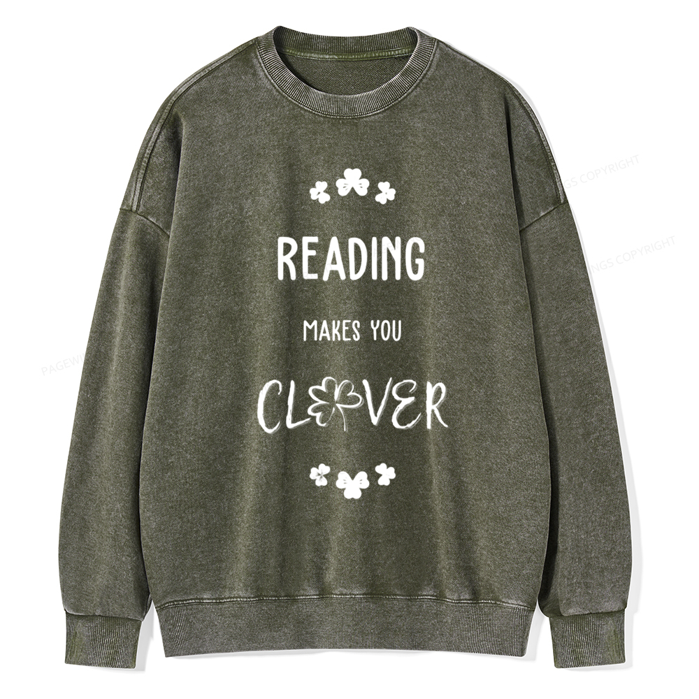 Pagewings Reading makes you clevr Is Totally Unisex Washed Sweatshirt