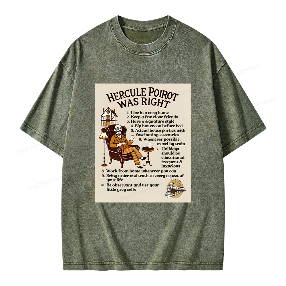 Pagewings Hercule Poirot was Right Unisex Washed T-shirt