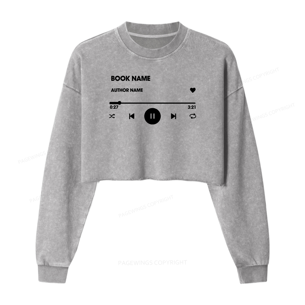 Pagewings Personalized Book Name Women Washed Crop Sweatshirt