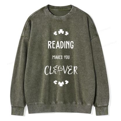 Pagewings Reading makes you clevr Is Totally Unisex Washed Sweatshirt