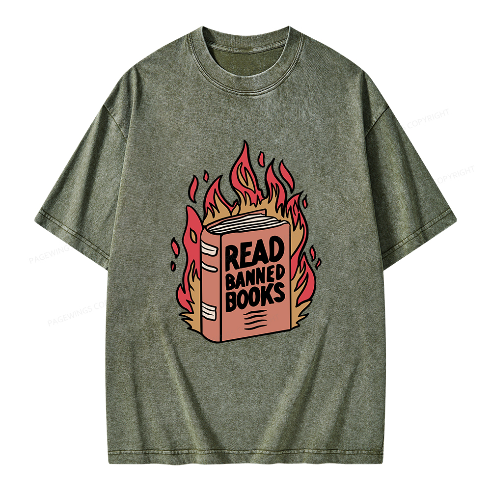 Pagewings Read Banned Books Shirt Unisex Washed T-shirt