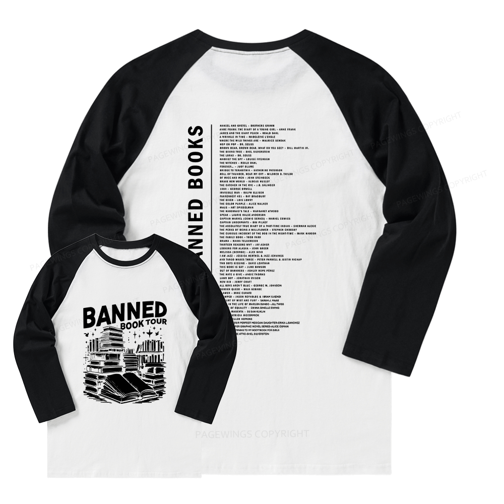 Pagewings Banned Books Tour Long Sleeve Raglan T-shirt