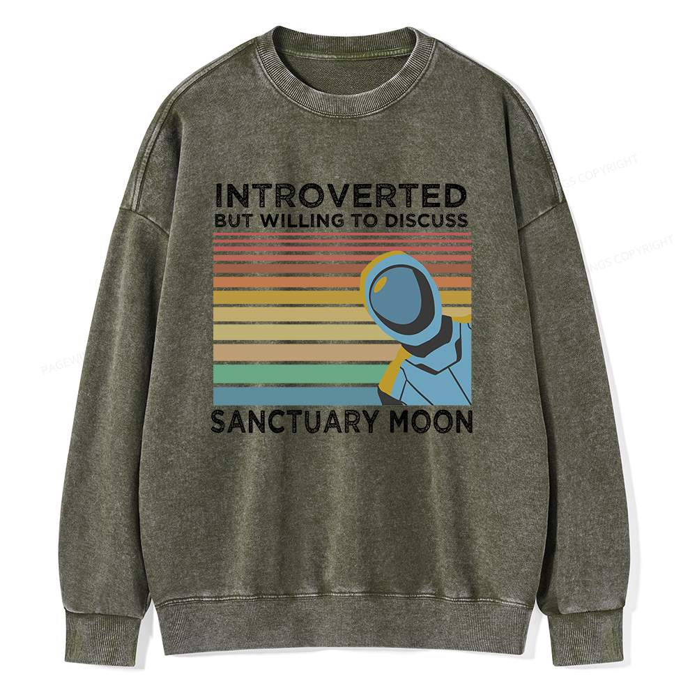 Pagewings Introverted But Willing to Discuss Sanctuary Moon Unisex Washed Sweatshirt