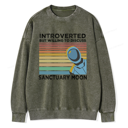 Pagewings Introverted But Willing to Discuss Sanctuary Moon Unisex Washed Sweatshirt