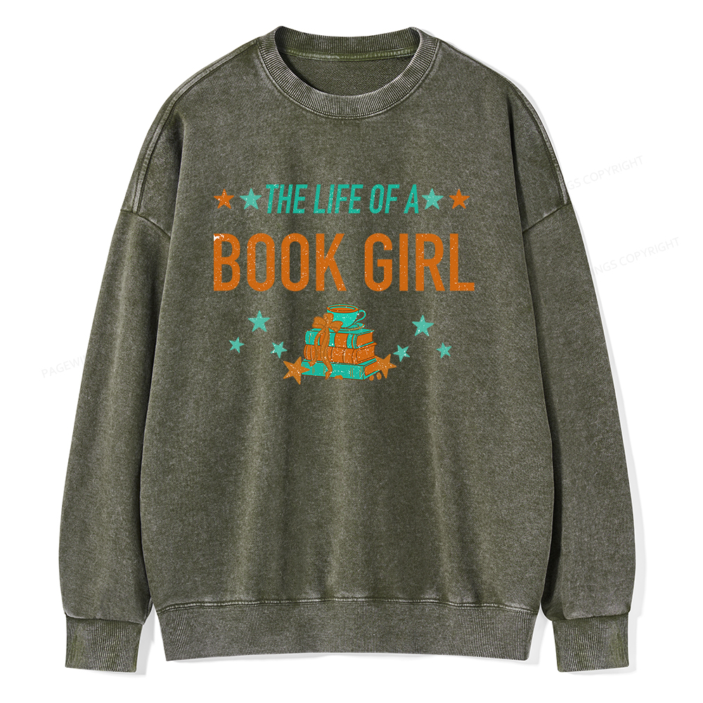 Pagewings The Life Of A Book Girl Unisex Washed Sweatshirt